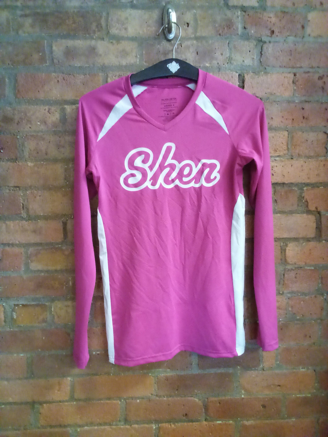 CLEARANCE - Pink Colorblock Shen Long Sleeved Moisture Management Shirt Size Small